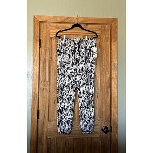 FRESH PRINTS OF BEL-AIR Black‎ White Graffiti Print Stretch Twill Jogger Adult M